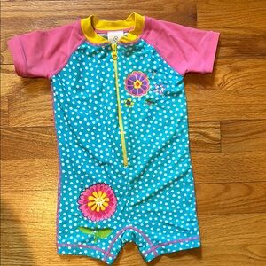 Hanna Andersson Polka Dot Kids Swim Suit - Pink and Blue size 70 6-12 M